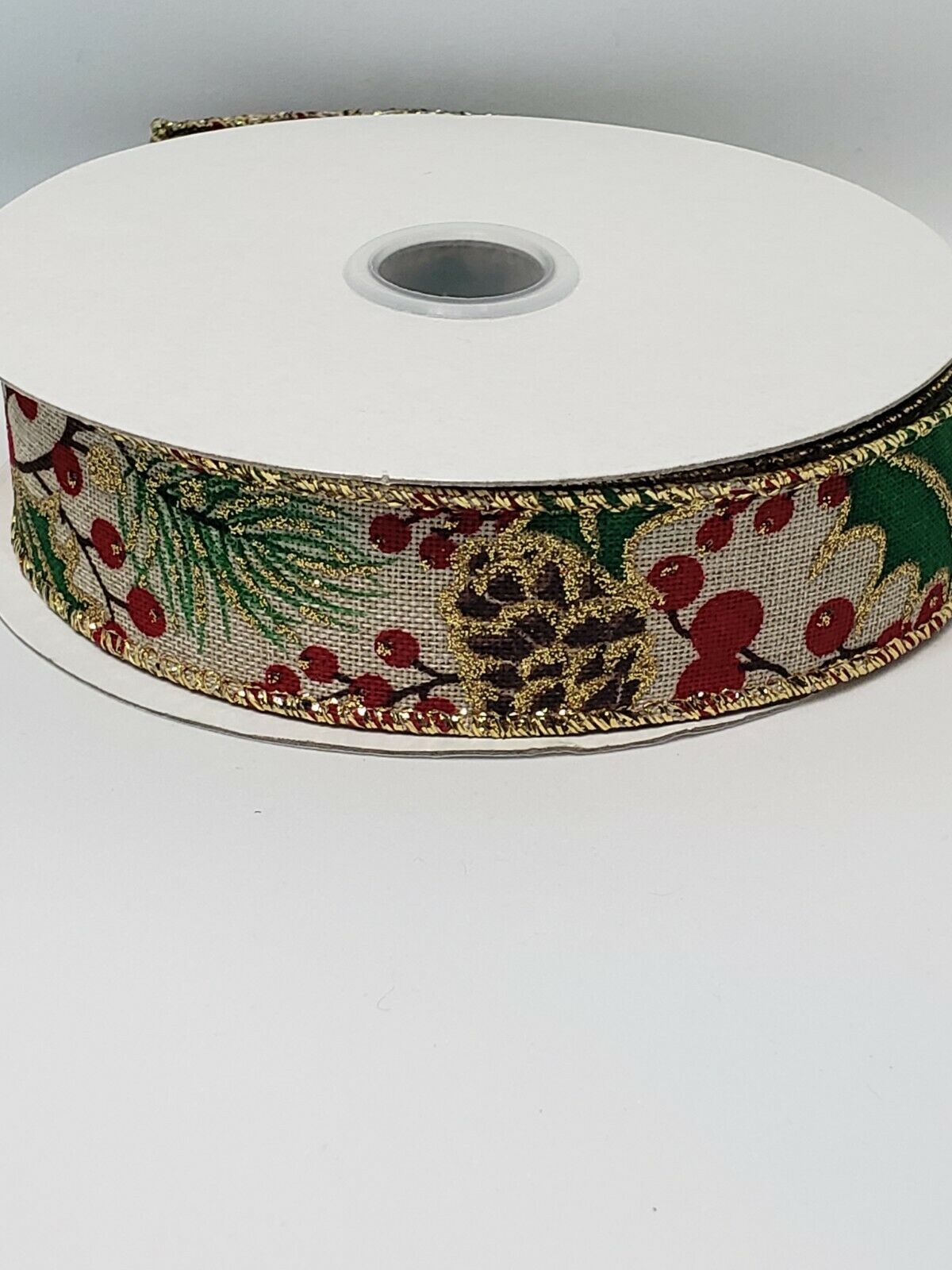 Christmas Burlap wired Ribbon 25mm 6