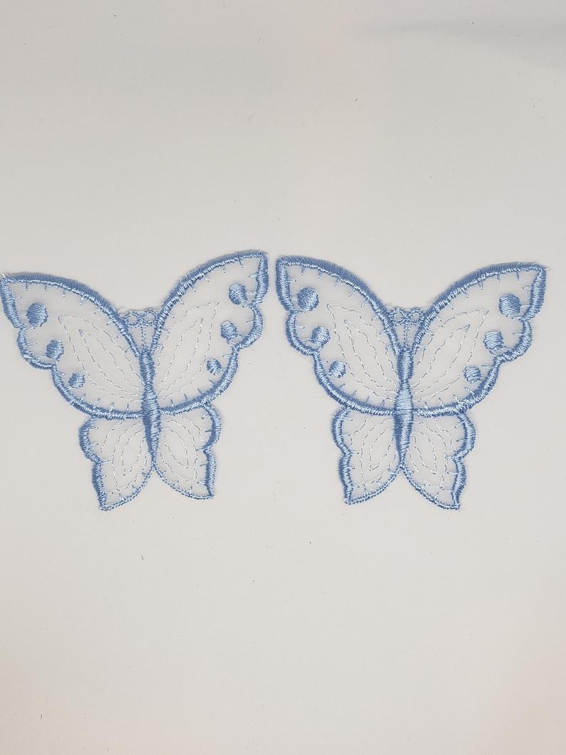 Blue Butterfly Lace Motifs x2