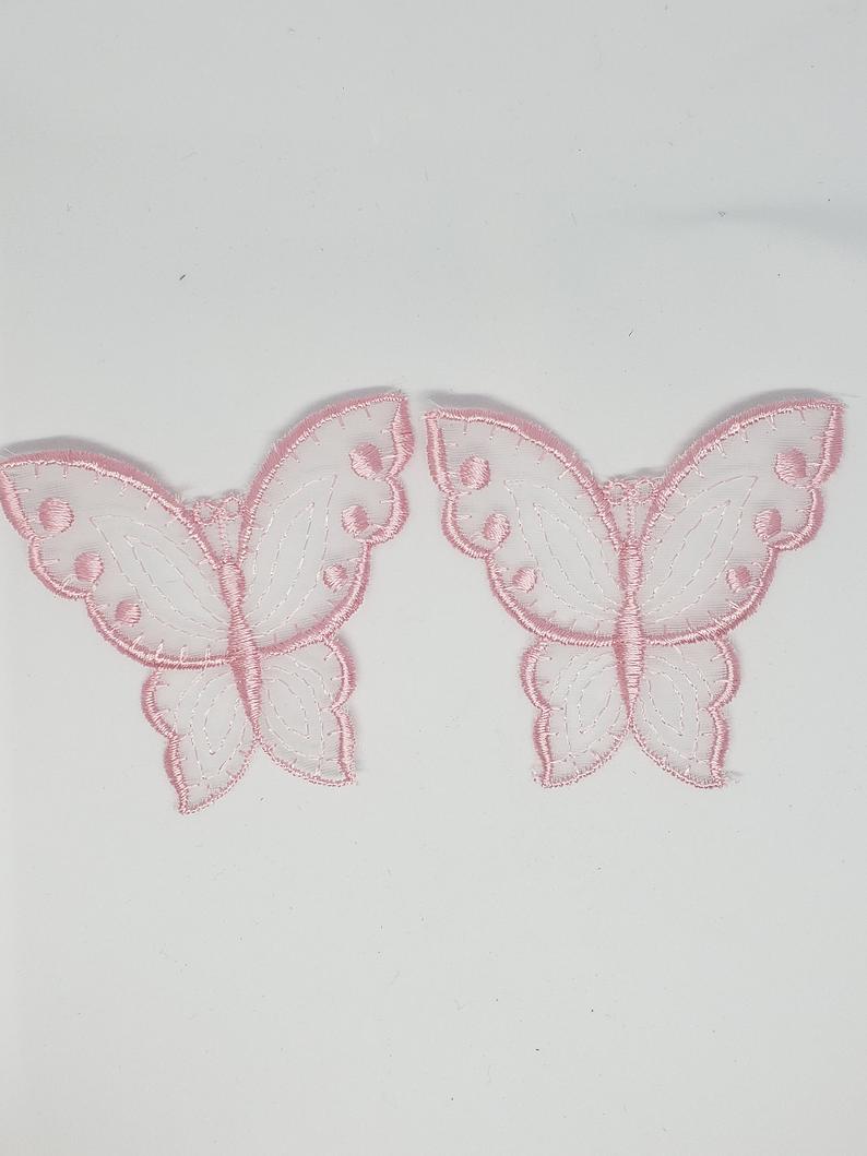 Pink Butterfly Lace Motifs x2